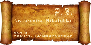 Pavlekovics Nikoletta névjegykártya